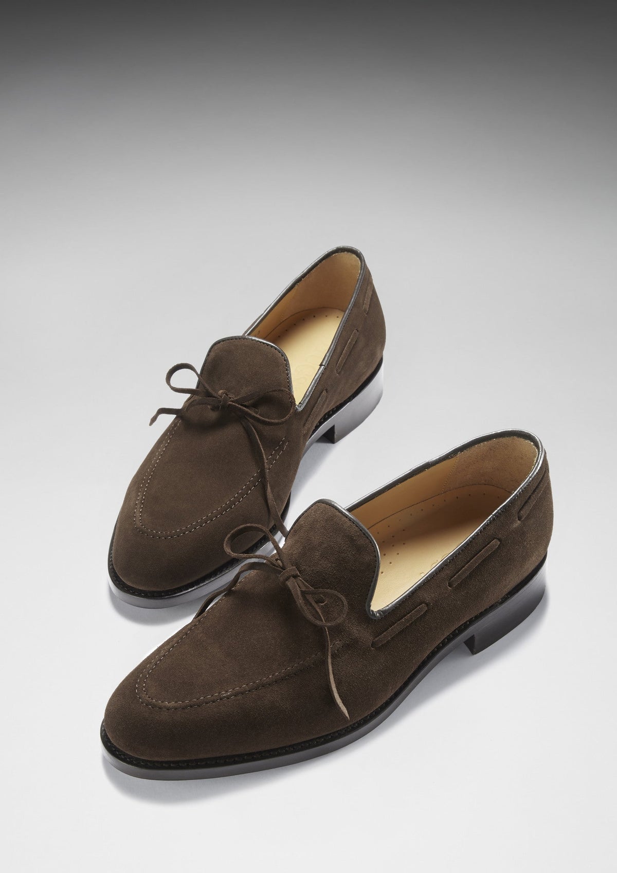 Hugs & Co. Brown Suede Laced Loafers with Goodyear Welted Leather Sole for Men