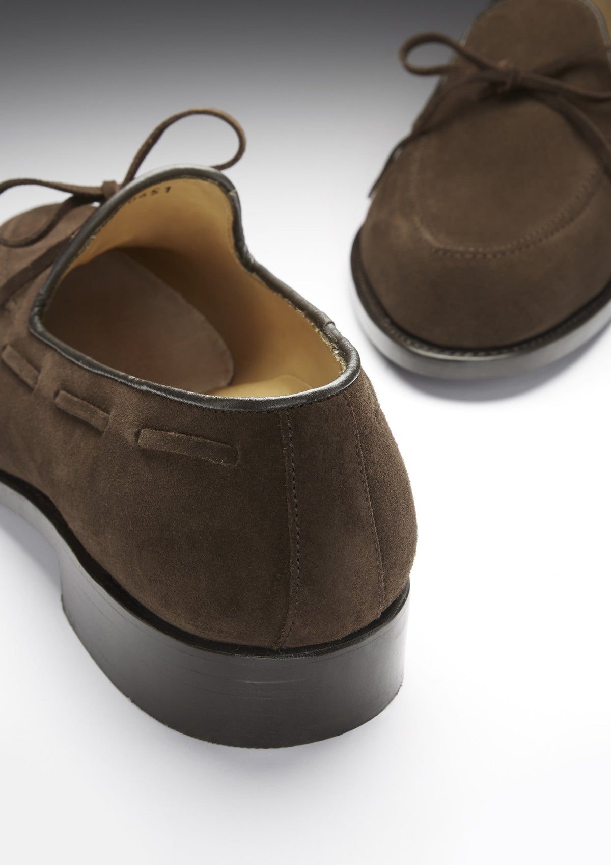 Hugs & Co. Brown Suede Laced Loafers with Goodyear Welted Leather Sole for Men