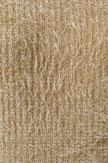 Laureen Eyelash Rib Short Sleeve Jumper – Beige - Bascora