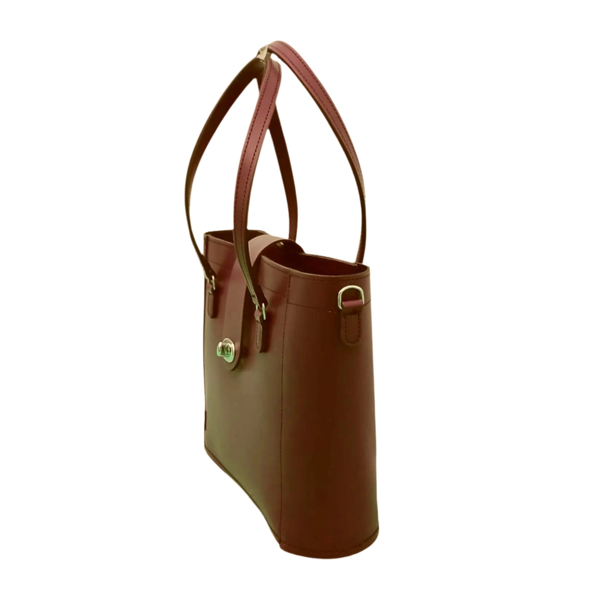 Leather Mini Twist Lock Shopper Bag – Chestnut - Bascora