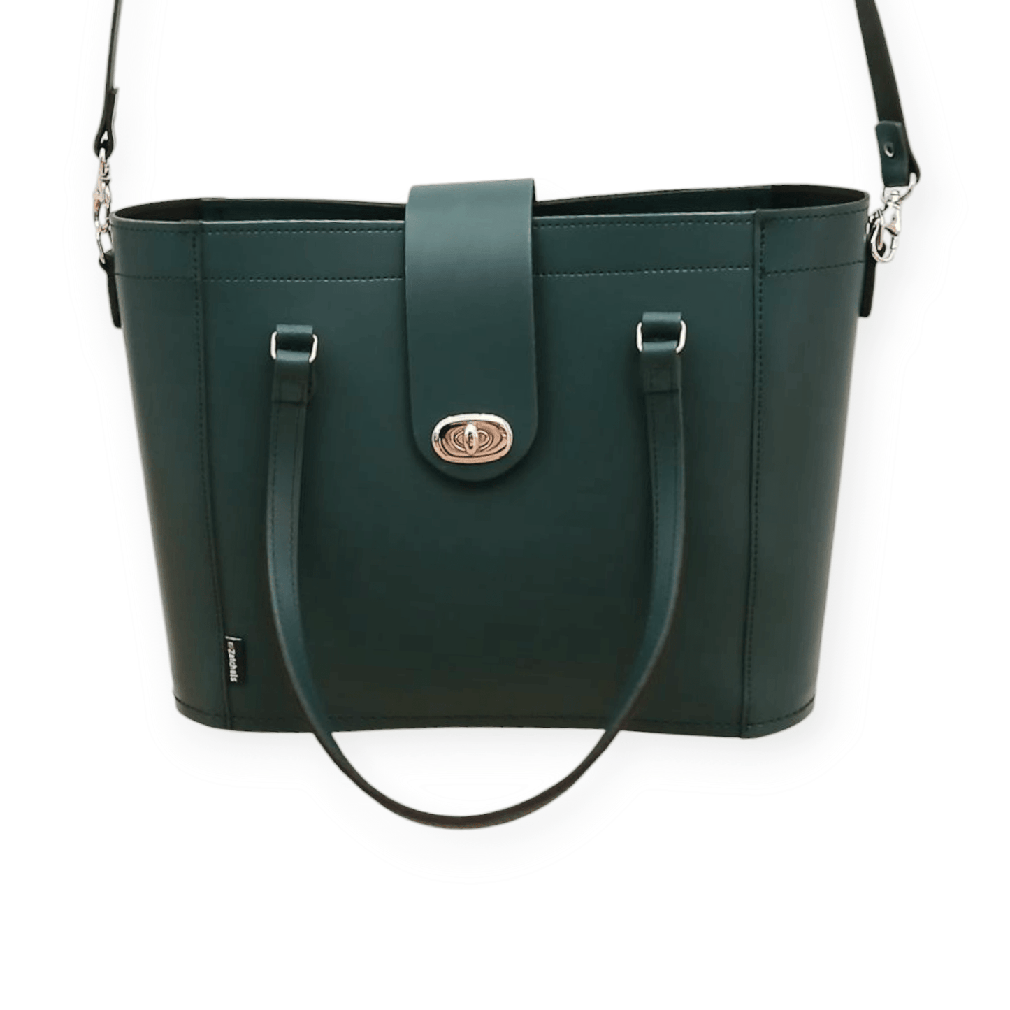 Leather Mini Twist Lock Shopper Bag – Pine - Bascora
