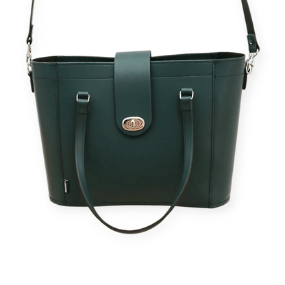 Leather Mini Twist Lock Shopper Bag – Pine - Bascora
