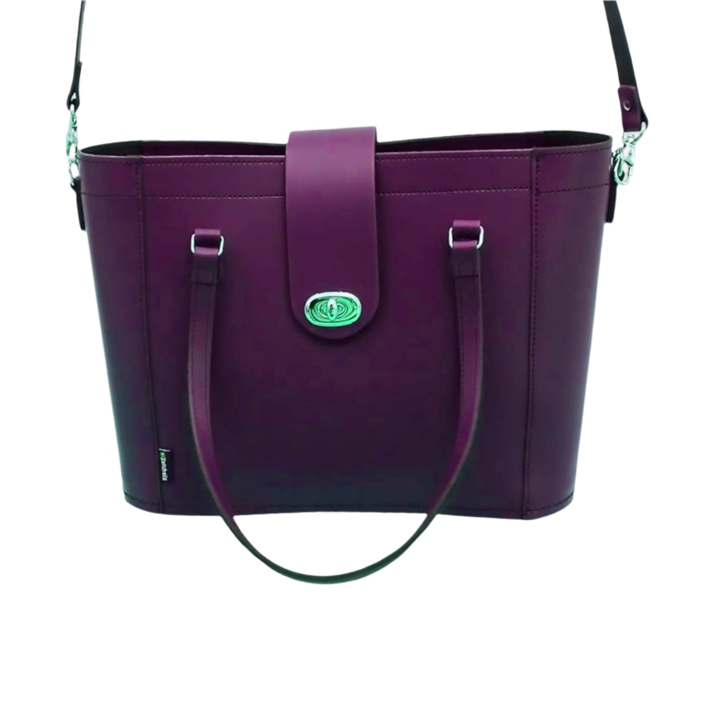 Leather Mini Twist Lock Shopper Bag – Purple - Bascora