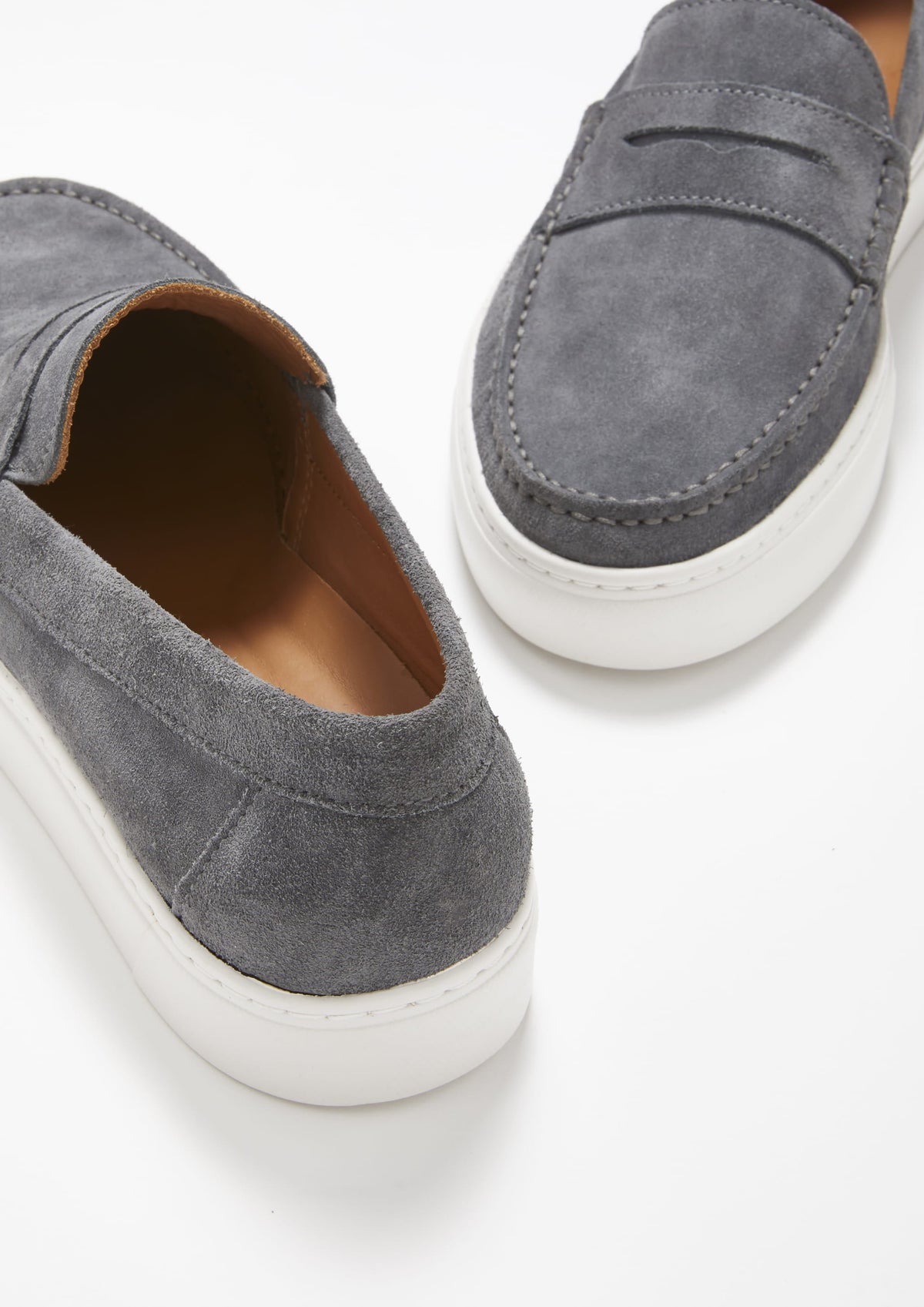 Hugs & Co. Slate Grey Suede Slip-On Sneaker Loafers with Vibram Sole for Men