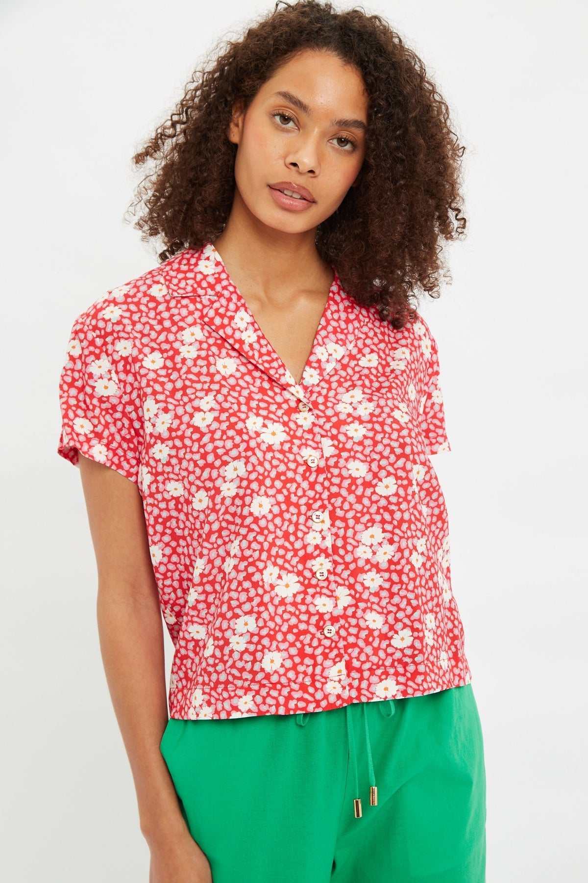 Marika Roaring Daisy Print Bowling Shirt - Bascora