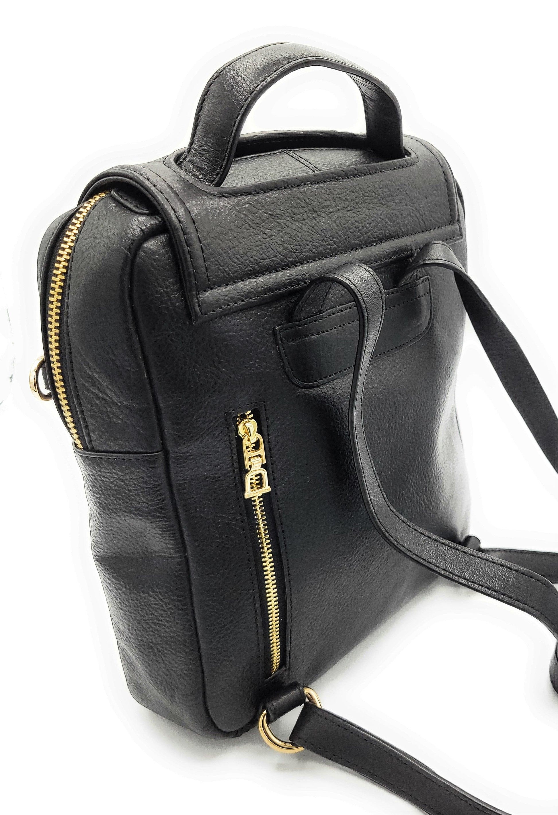 Maxie Leather Mini Backpack – Black - Bascora