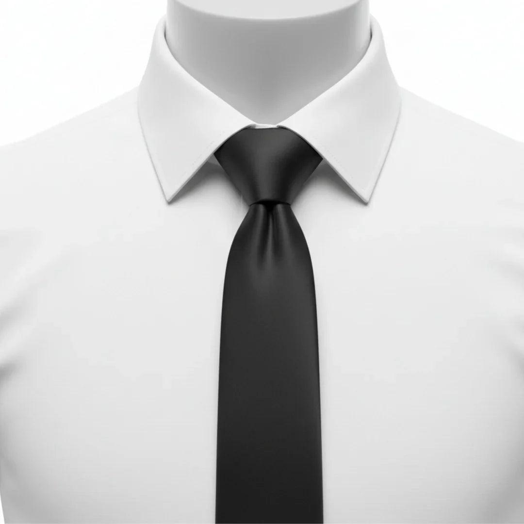 Men's Black Classic Formal Satin Tie by TruClothing