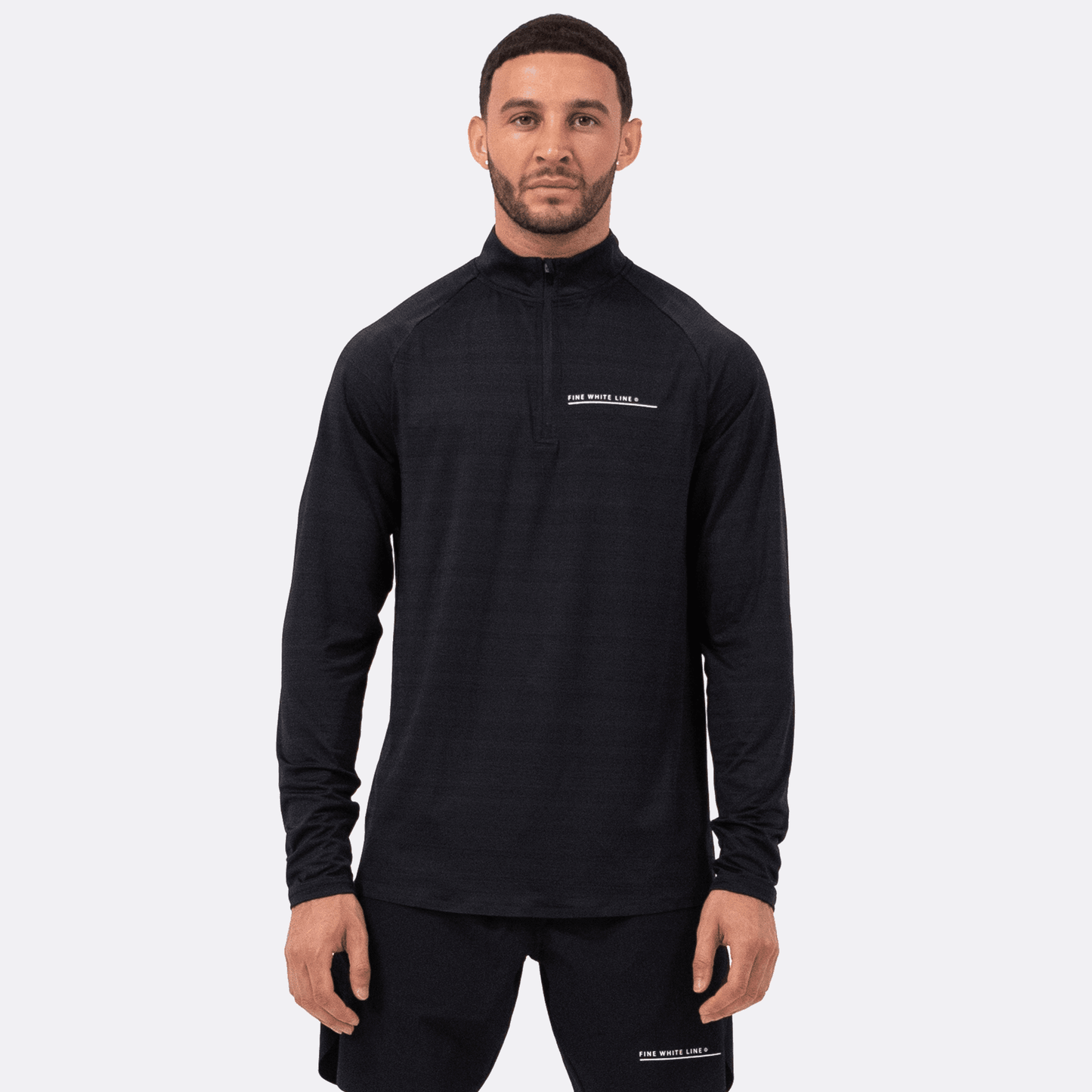 Men's Comet Black 1/4 Zip Jacket - Bascora