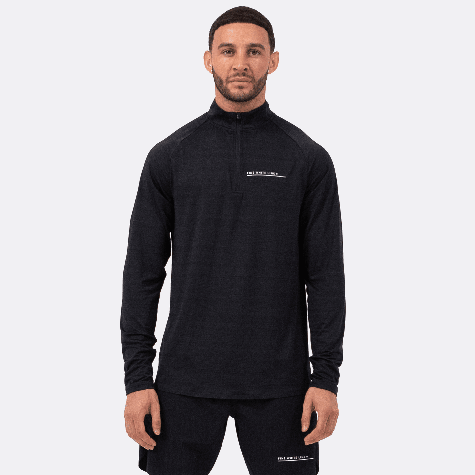 Men's Comet Black 1/4 Zip Jacket - Bascora