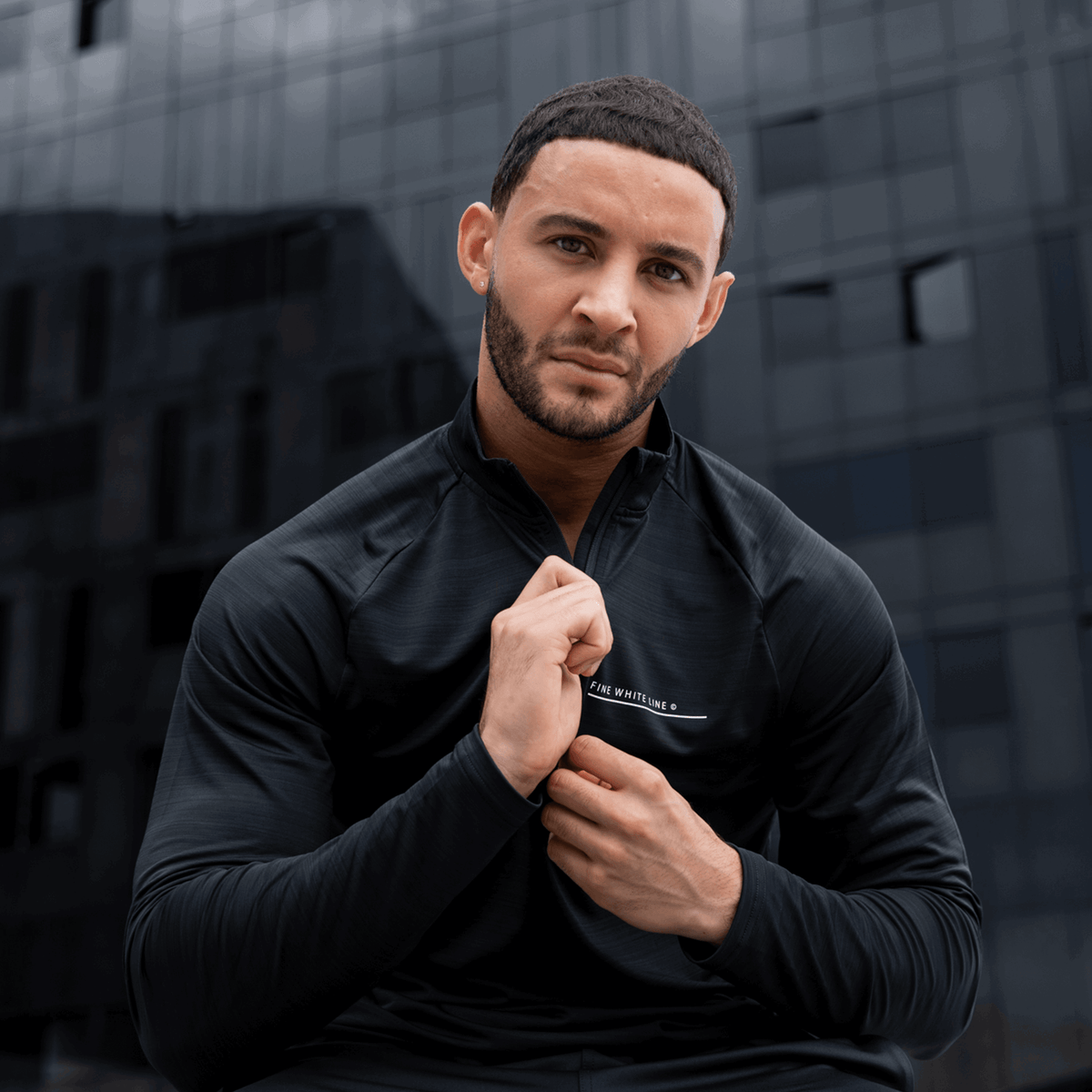 Men's Comet Black 1/4 Zip Jacket - Bascora