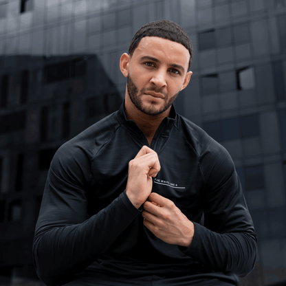 Men's Comet Black 1/4 Zip Jacket - Bascora