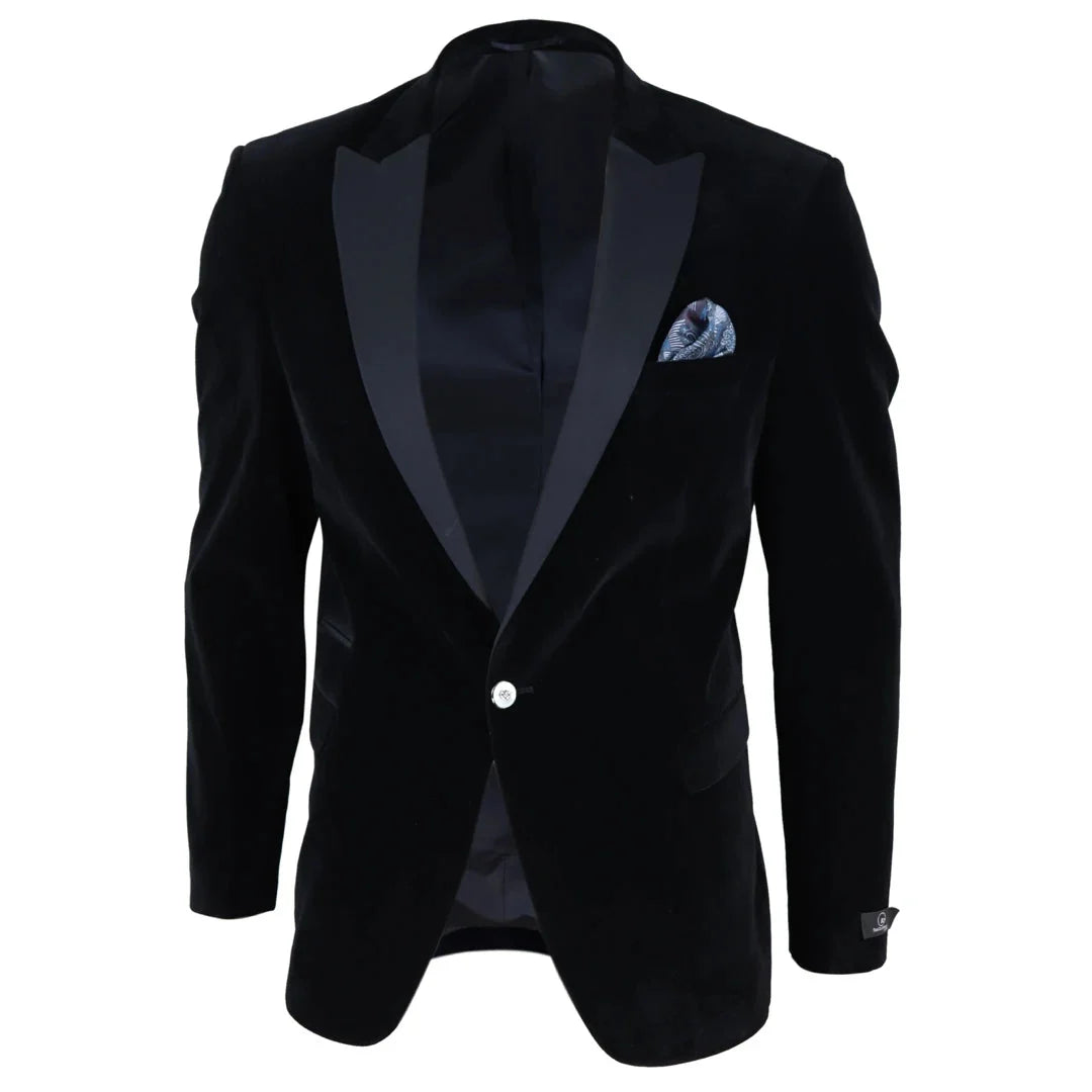 Men's Soft Velvet 1 Button Dinner Jacket Tuxedo Blazer by TruClothing
