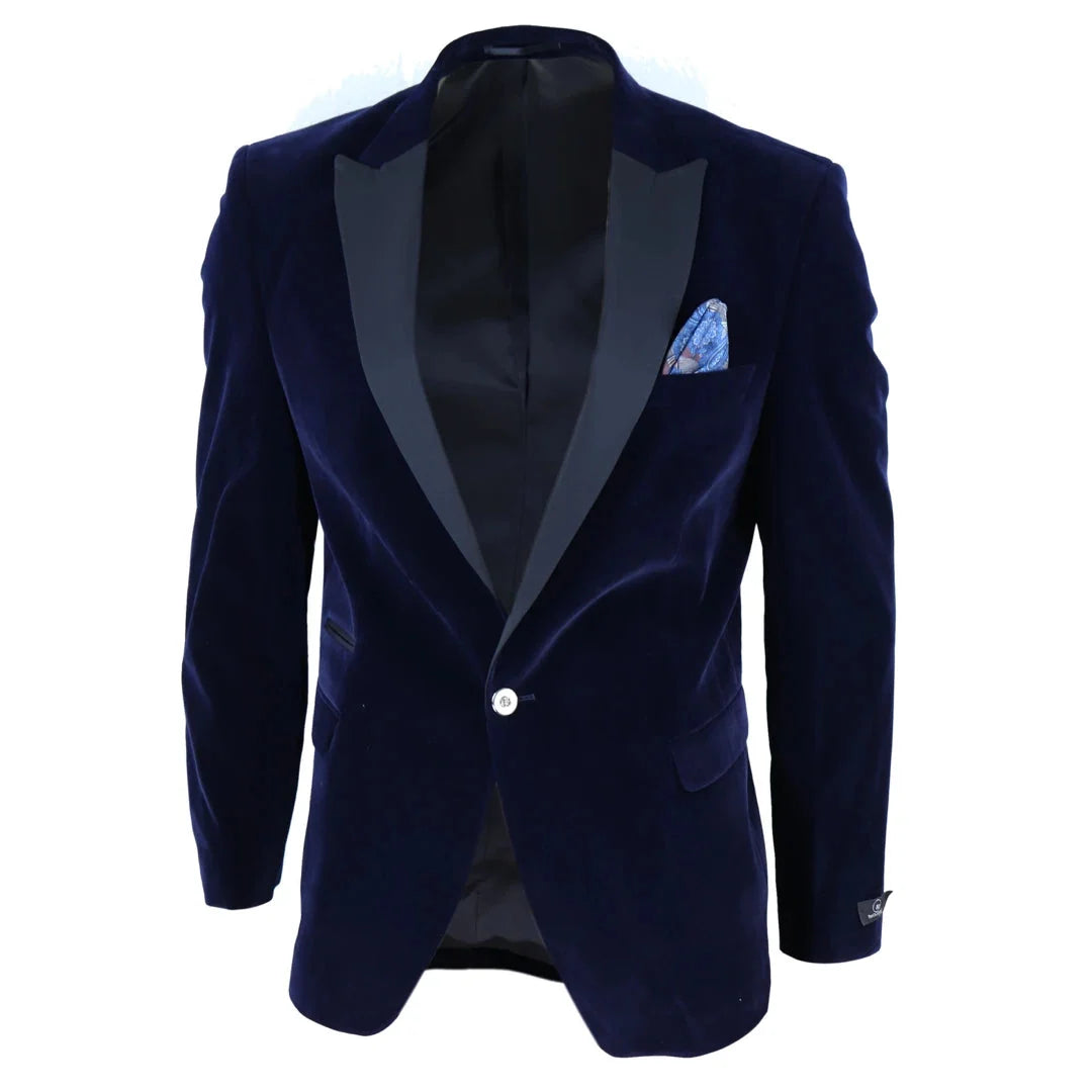 Men's Soft Velvet 1 Button Dinner Jacket Tuxedo Blazer by TruClothing