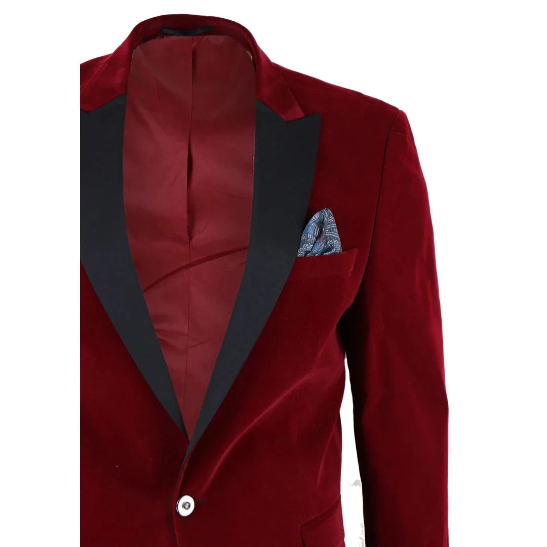 Men's Soft Velvet 1 Button Dinner Jacket Tuxedo Blazer by TruClothing