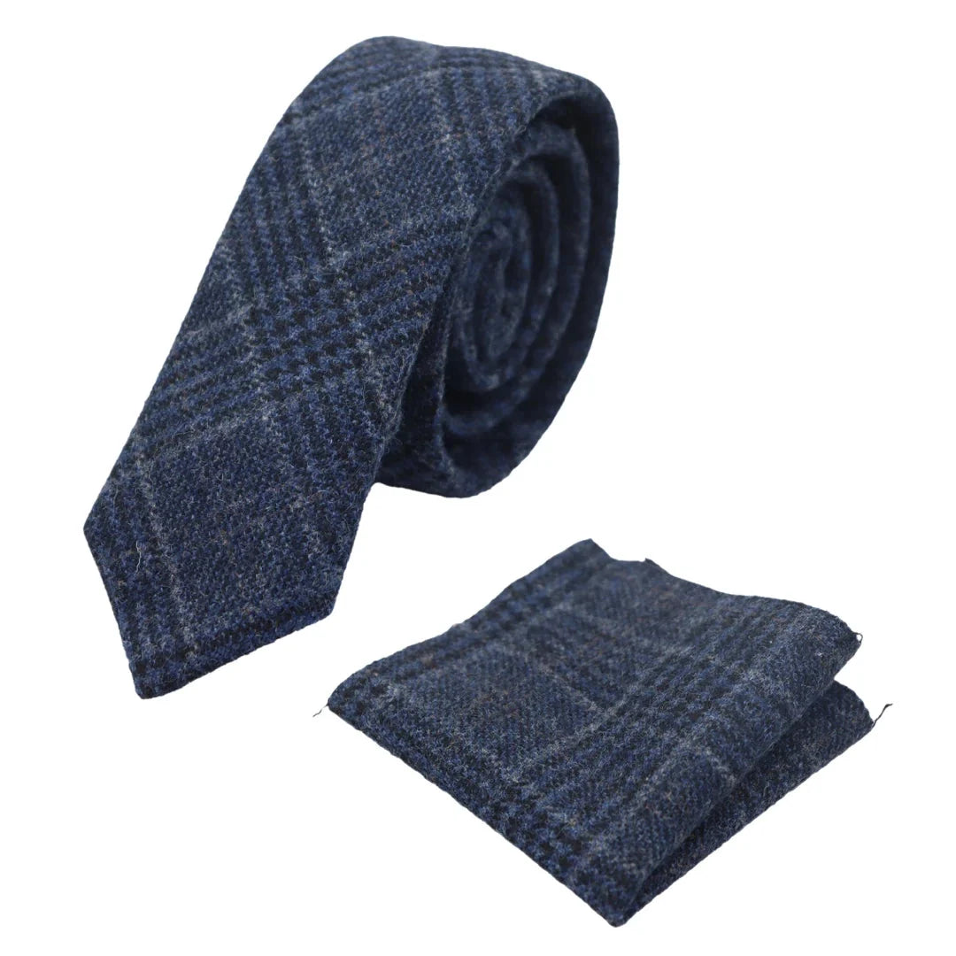 Men's Tweed Herringbone Tie & Pocket Square Set by TruClothing