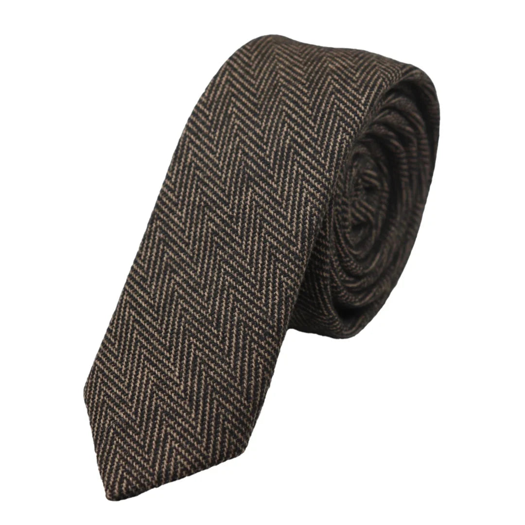 Men's Tweed Herringbone Tie & Pocket Square Set by TruClothing