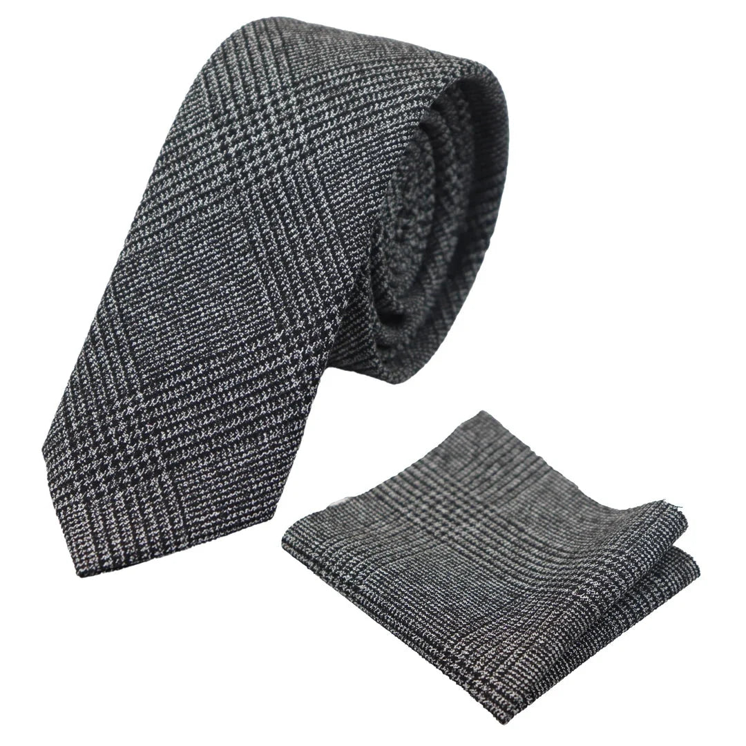 Men's Tweed Herringbone Tie & Pocket Square Set by TruClothing