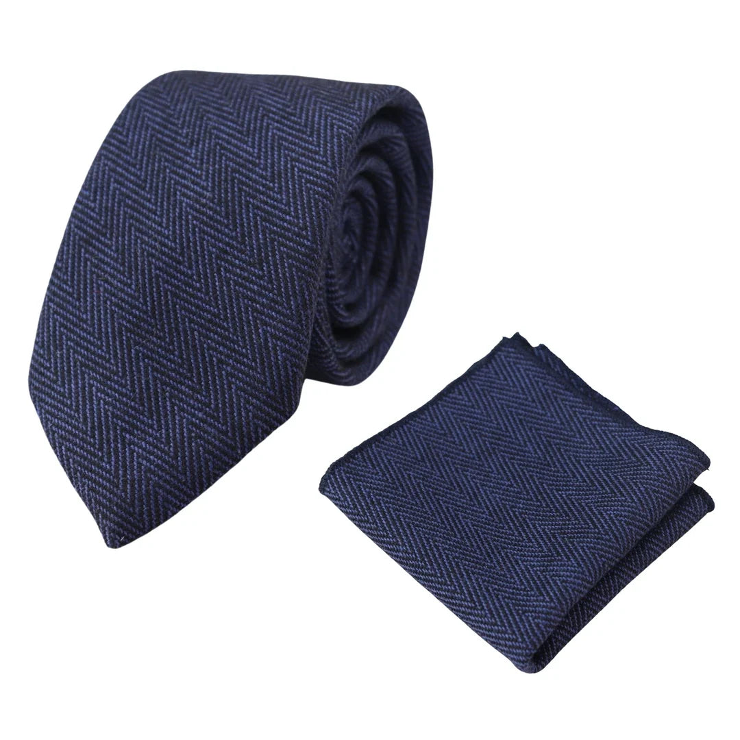 Men's Tweed Herringbone Tie & Pocket Square Set by TruClothing