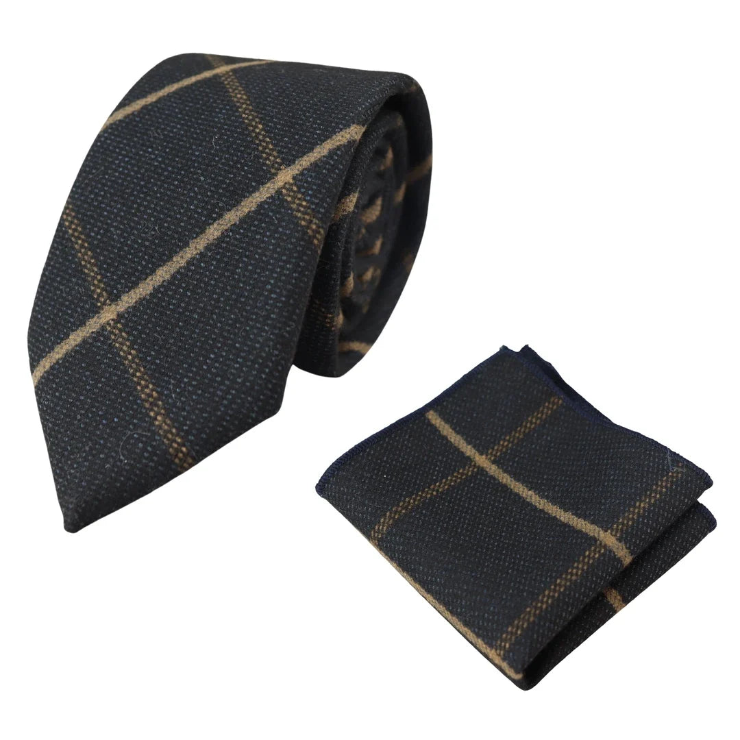 Men's Tweed Herringbone Tie & Pocket Square Set by TruClothing