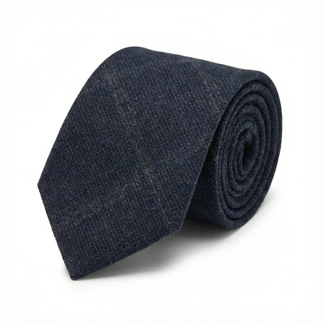 Men's Wool Blend Herringbone Plaid Tweed Tie by TruClothing