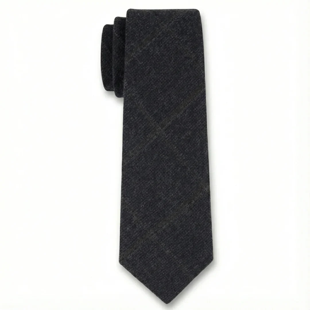 Men's Wool Blend Herringbone Plaid Tweed Tie by TruClothing