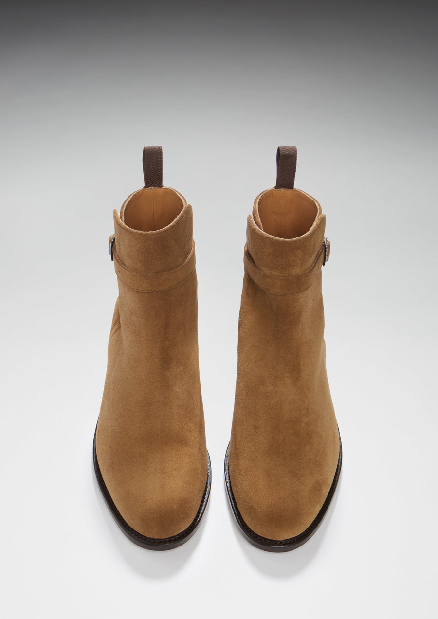 Hugs & Co. Tobacco Suede Jodhpur Boots with Goodyear Welted Leather Sole