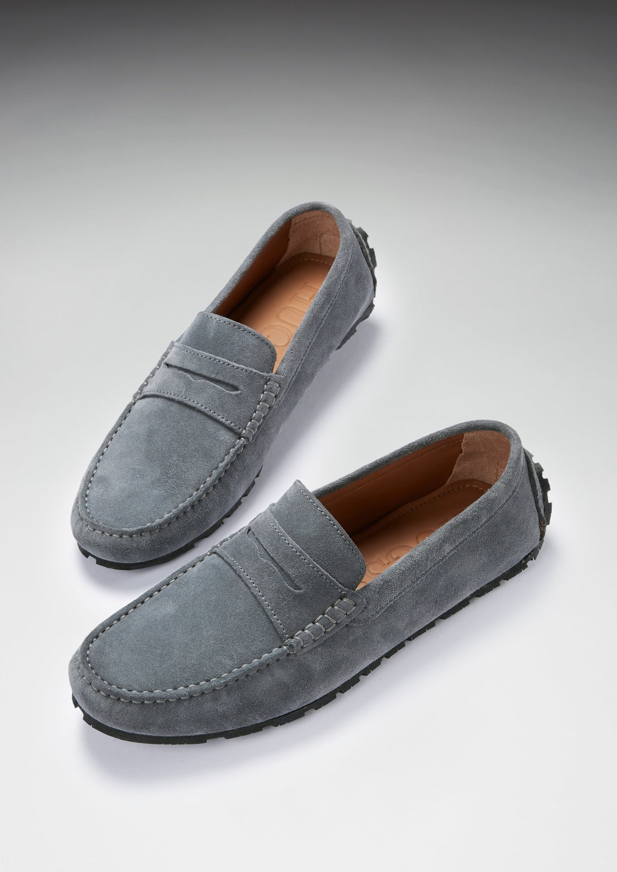 Hugs & Co. Men's Slate Grey Suede TS1 Penny Driving Loafers