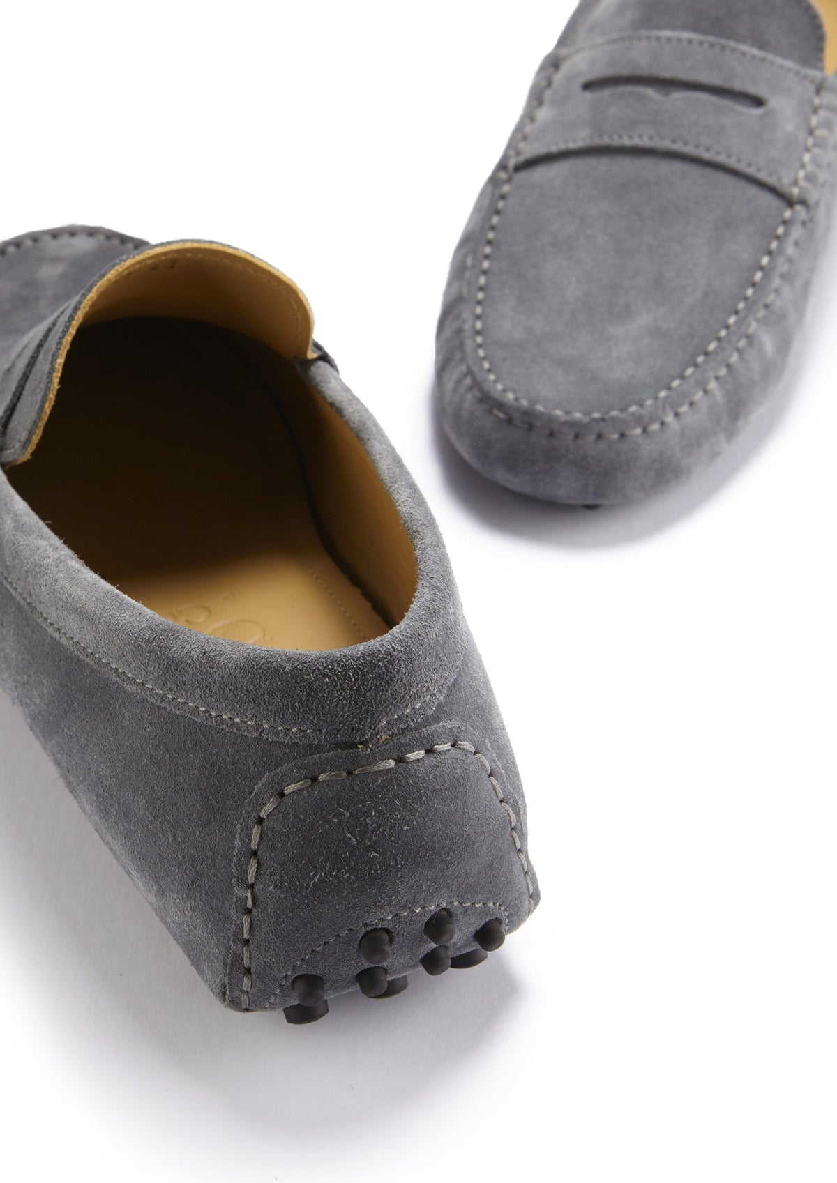 Hugs & Co. Men's Slate Grey Suede Penny Driving Loafers