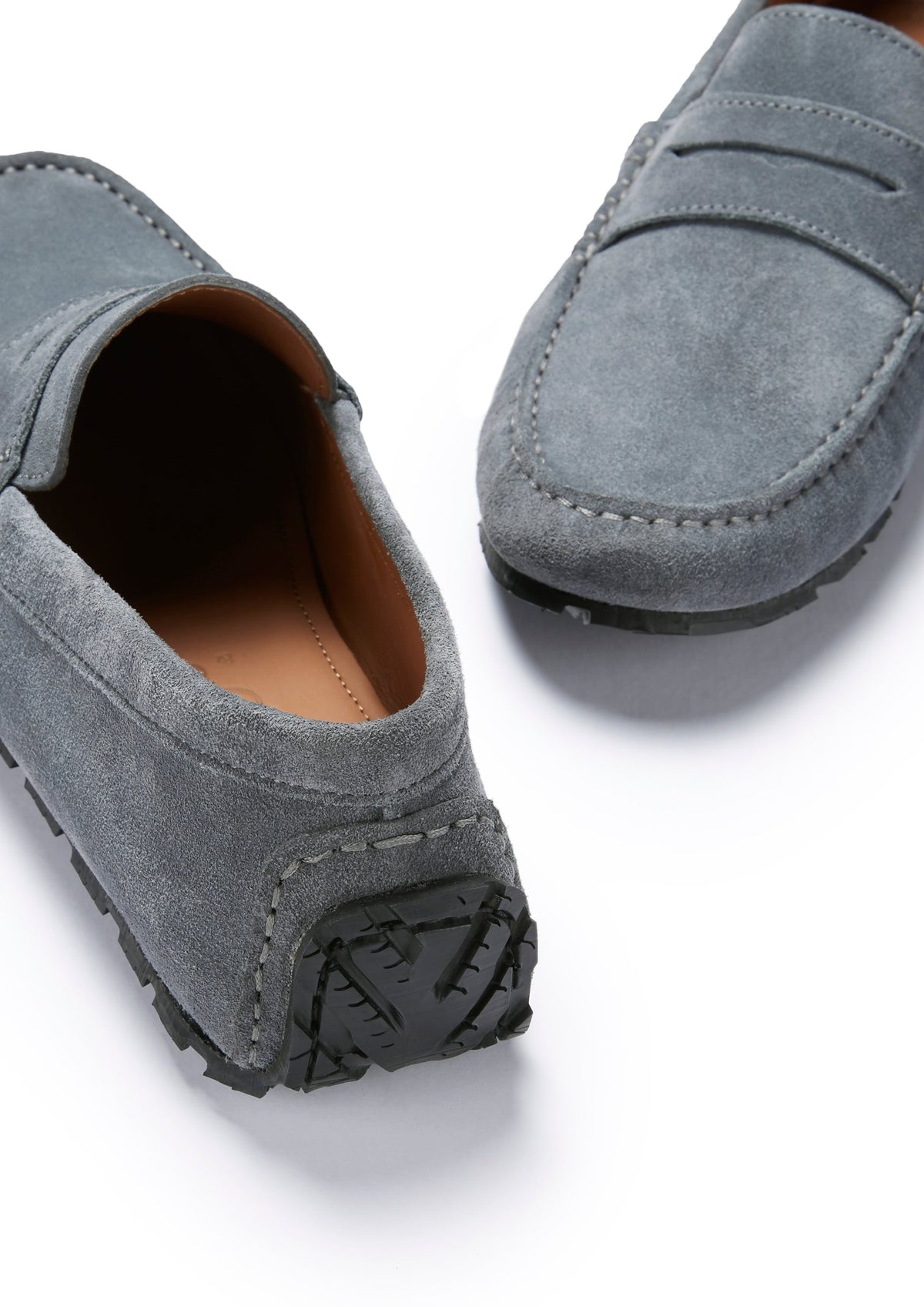 Hugs & Co. Men's Slate Grey Suede TS1 Penny Driving Loafers