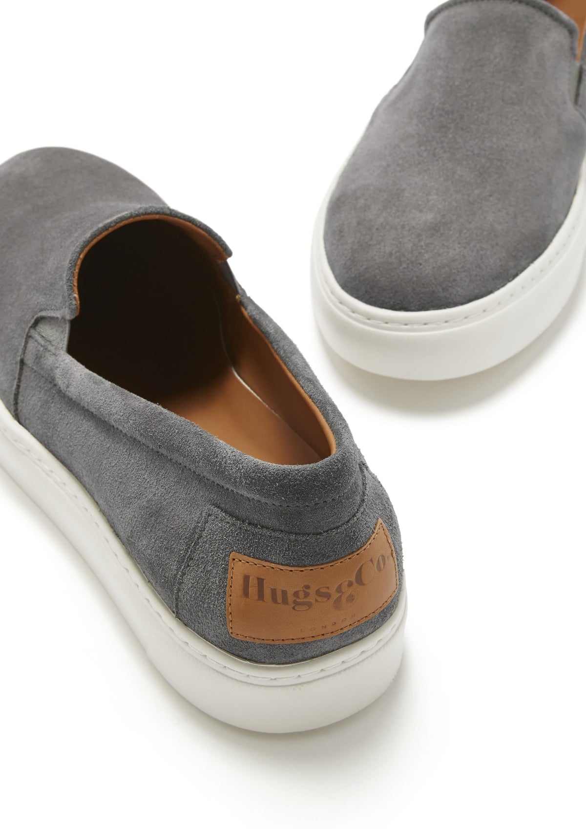 Hugs & Co. Slate Grey Suede Slip-On Sneakers for Men with Vibram Sole