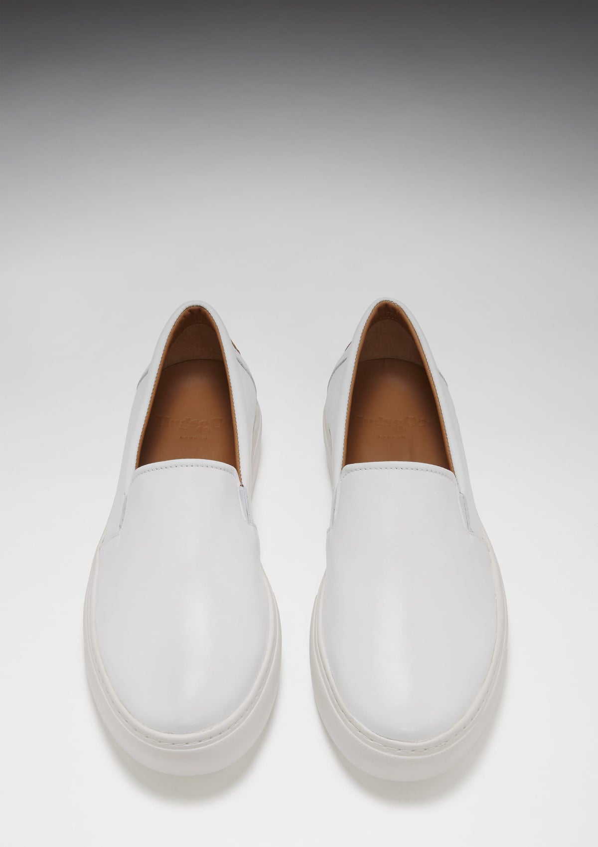 Hugs & Co. White Leather Slip-On Sneakers for Men with Vibram Sole