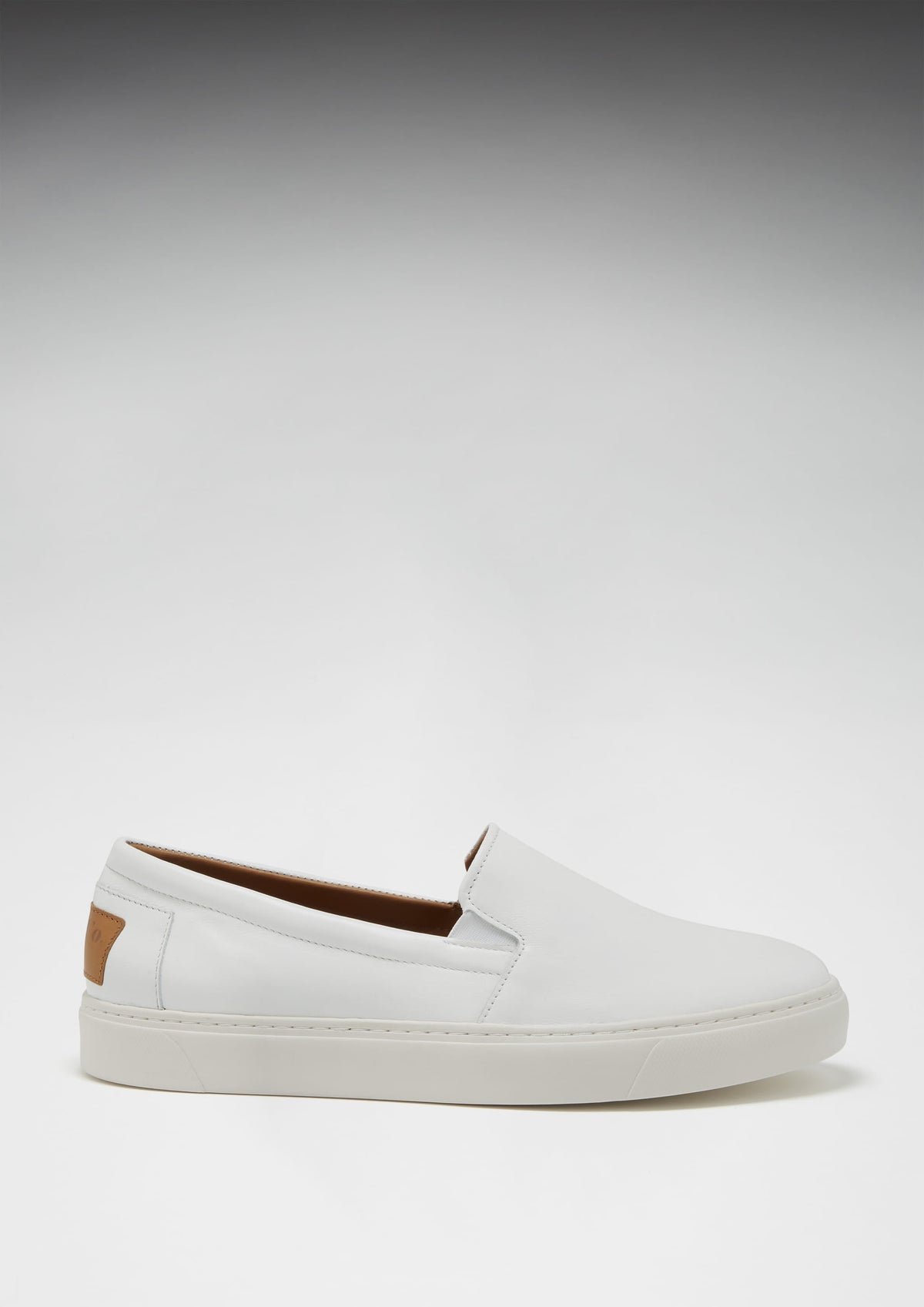 Hugs & Co. White Leather Slip-On Sneakers for Men with Vibram Sole
