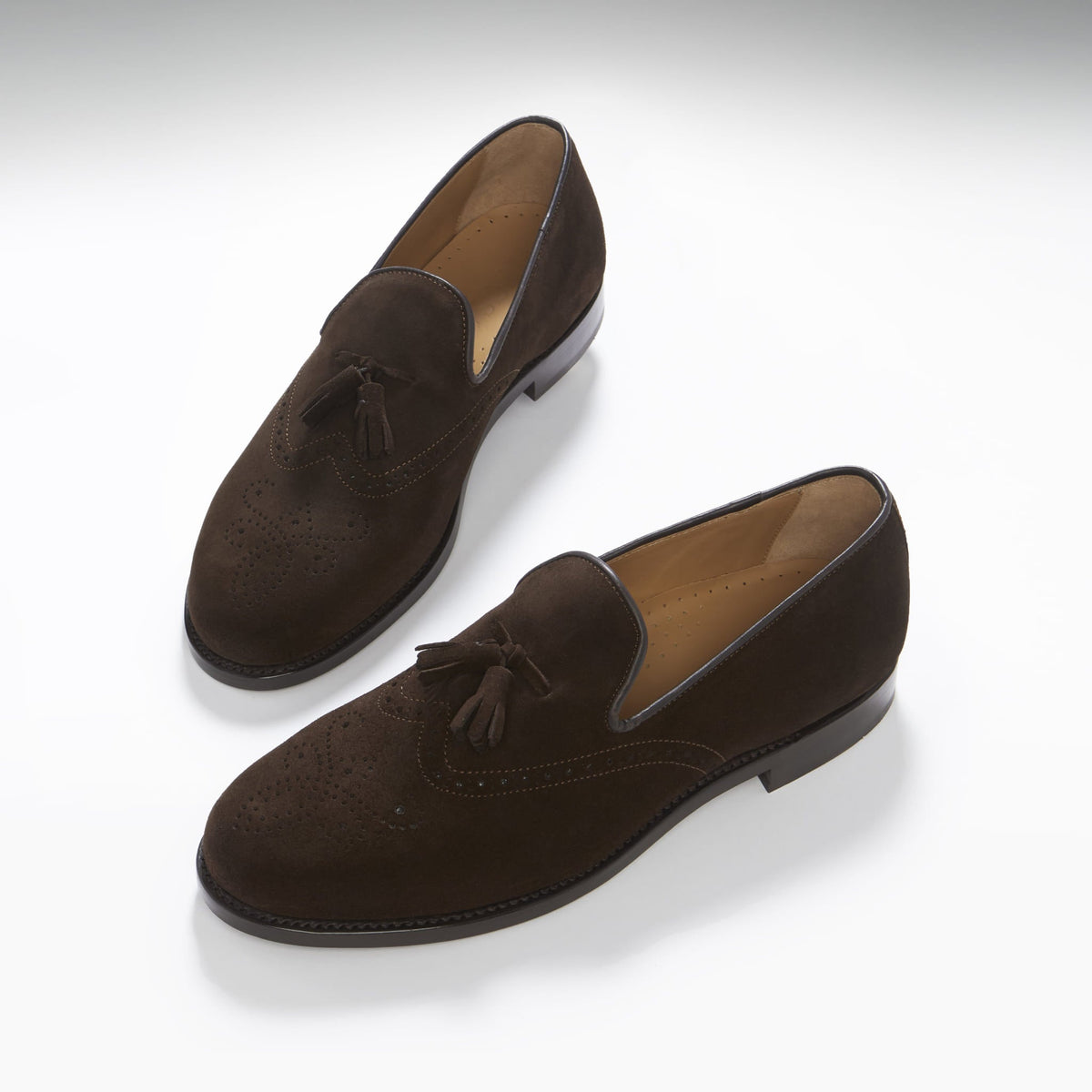Hugs & Co. Brown Suede Tasselled Brogues with Goodyear Welted Leather Sole for Men