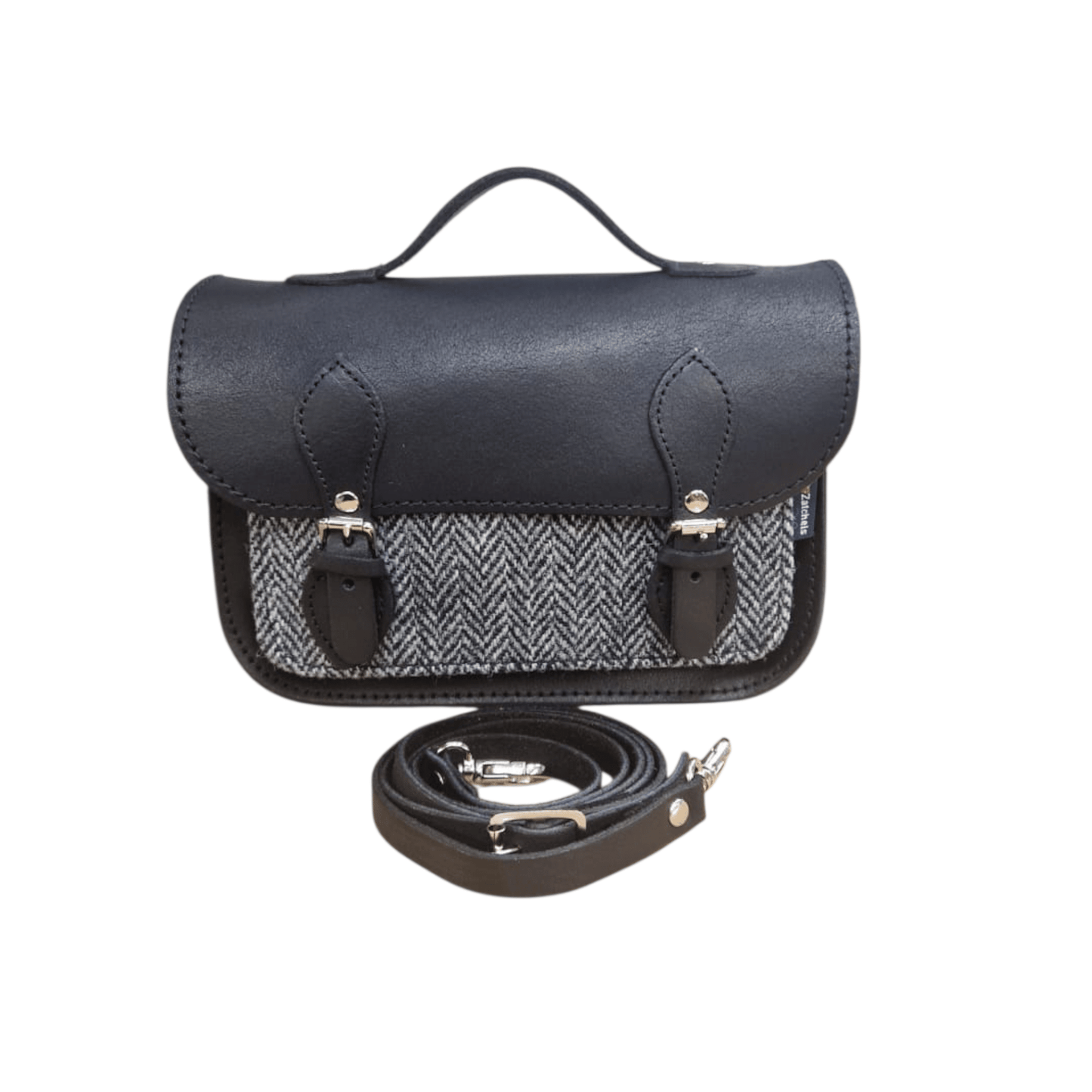 Midi Tannery & Tweed Satchel - Black - Bascora