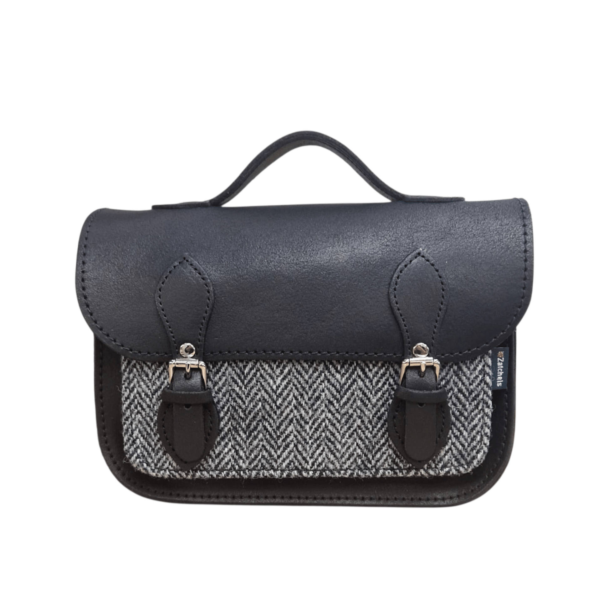 Midi Tannery & Tweed Satchel - Black - Bascora