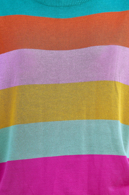 Multicolour Block Stripe Relaxed Knitted Top - Bascora