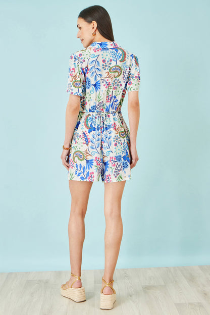 Multicolour Paisley Retro Print Playsuit - Bascora