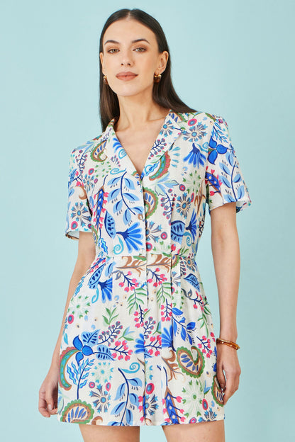 Multicolour Paisley Retro Print Playsuit - Bascora