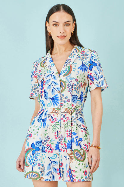 Multicolour Paisley Retro Print Playsuit - Bascora