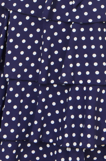 Navy Spot Tiered Midi Dress - Bascora
