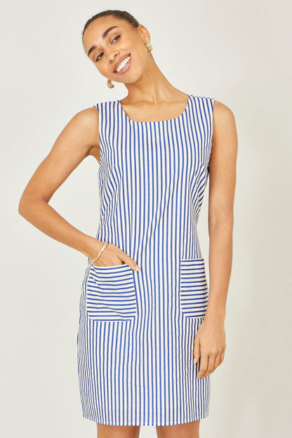 Navy Stripe Cotton Shift Dress - Bascora