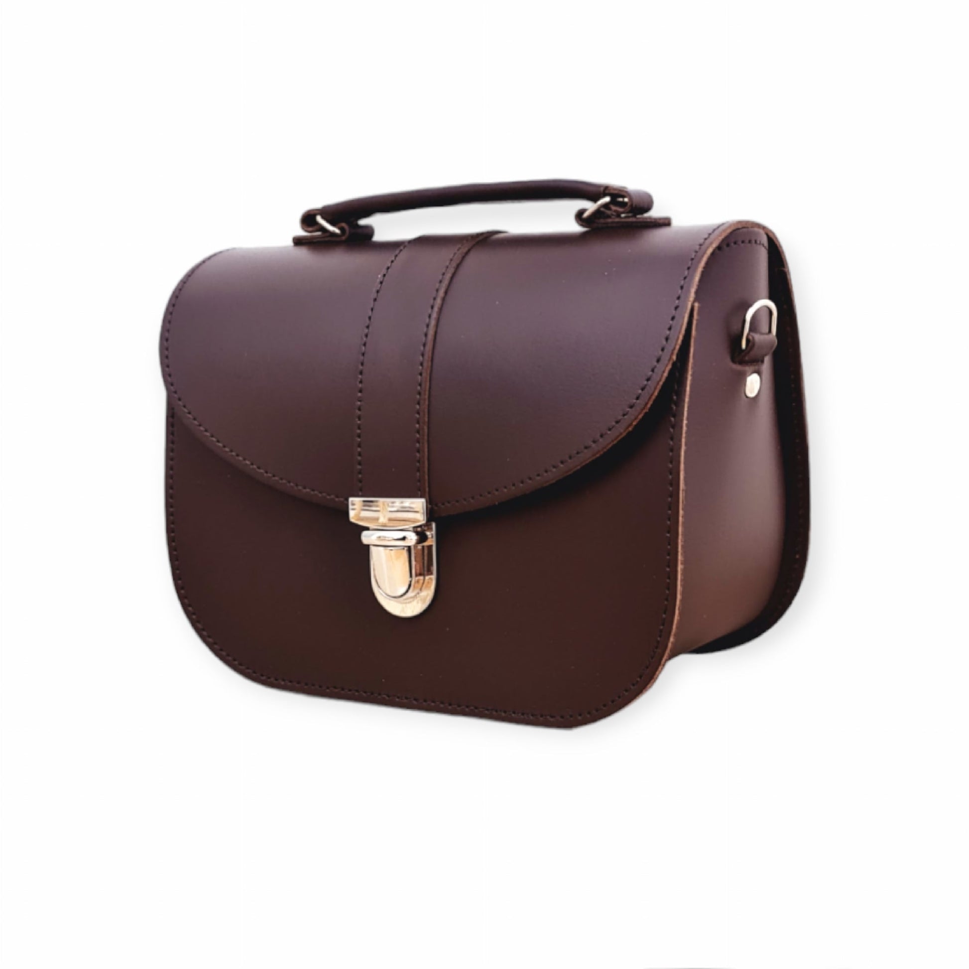 Olympia Handmade Leather Bag - Dark Brown - Bascora