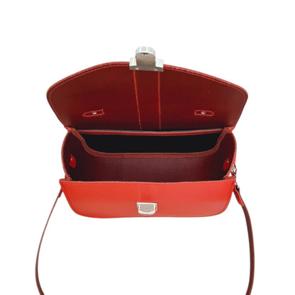 Olympia Handmade Leather Bag - Pillar Box Red - Bascora