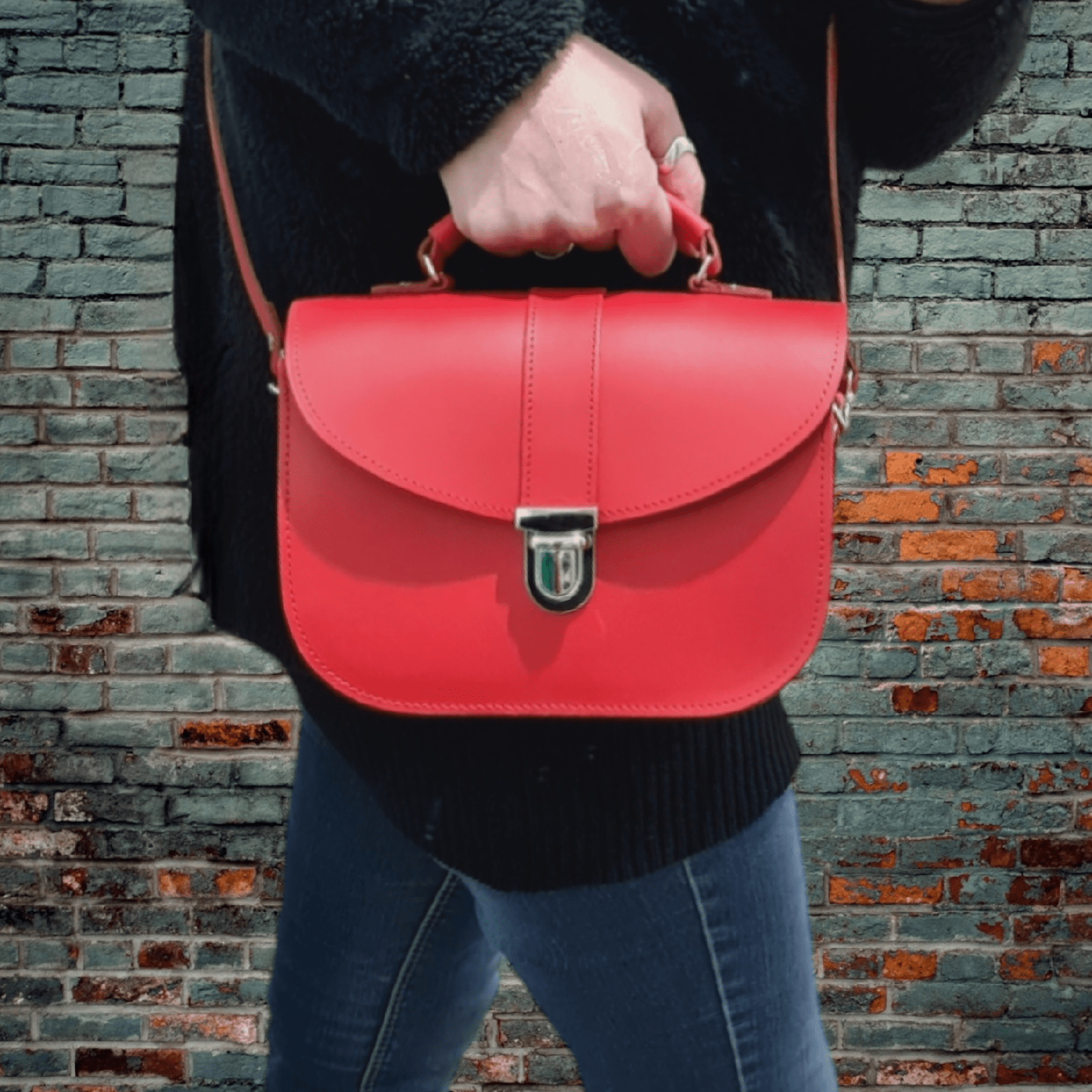 Olympia Handmade Leather Bag - Pillar Box Red - Bascora