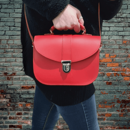 Olympia Handmade Leather Bag - Pillar Box Red - Bascora