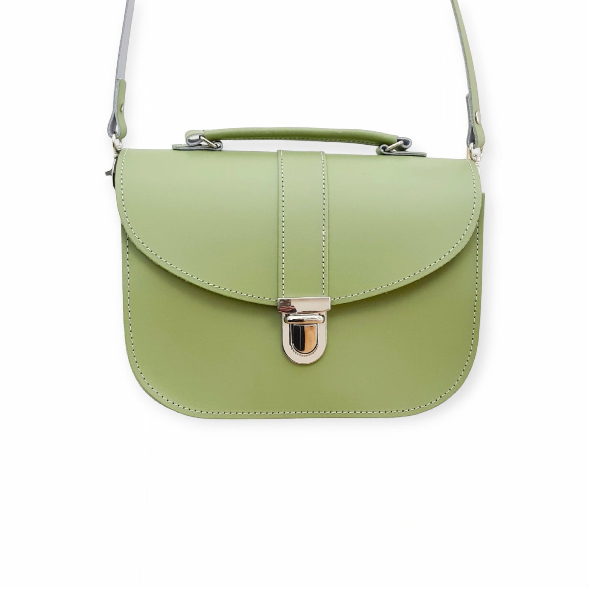 Olympia Handmade Leather Bag - Sage Green - Bascora