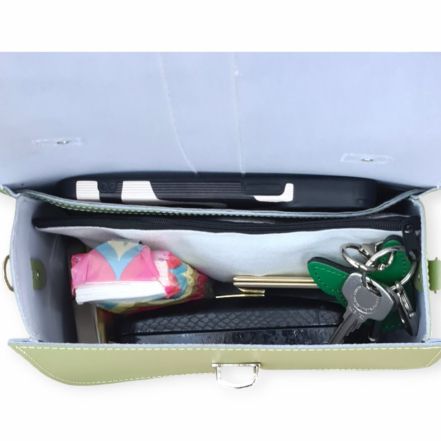 Olympia Handmade Leather Bag - Sage Green - Bascora
