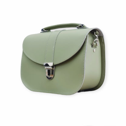 Olympia Handmade Leather Bag - Sage Green - Bascora