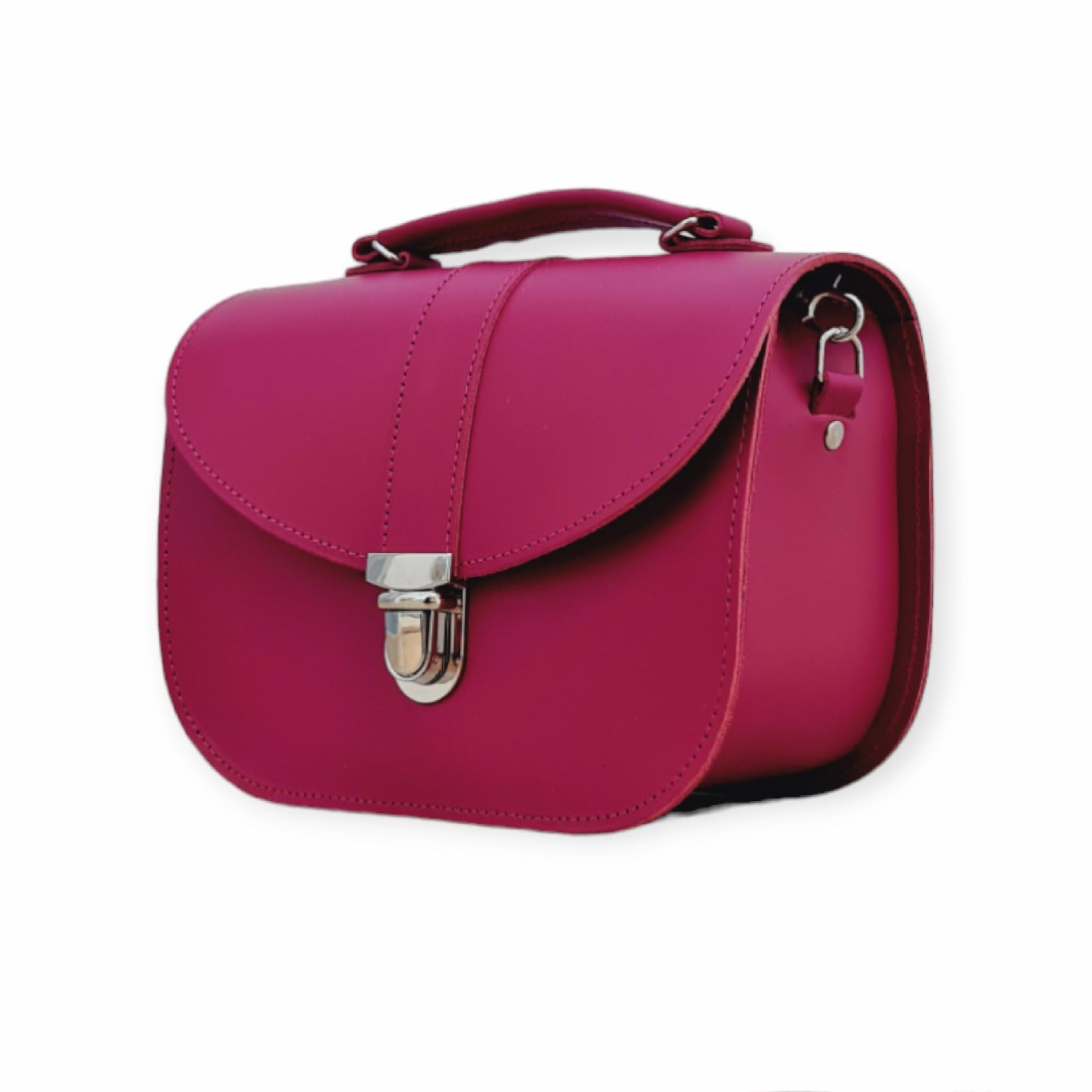 Olympia Handmade Leather Crossbody Bag – Magenta - Bascora