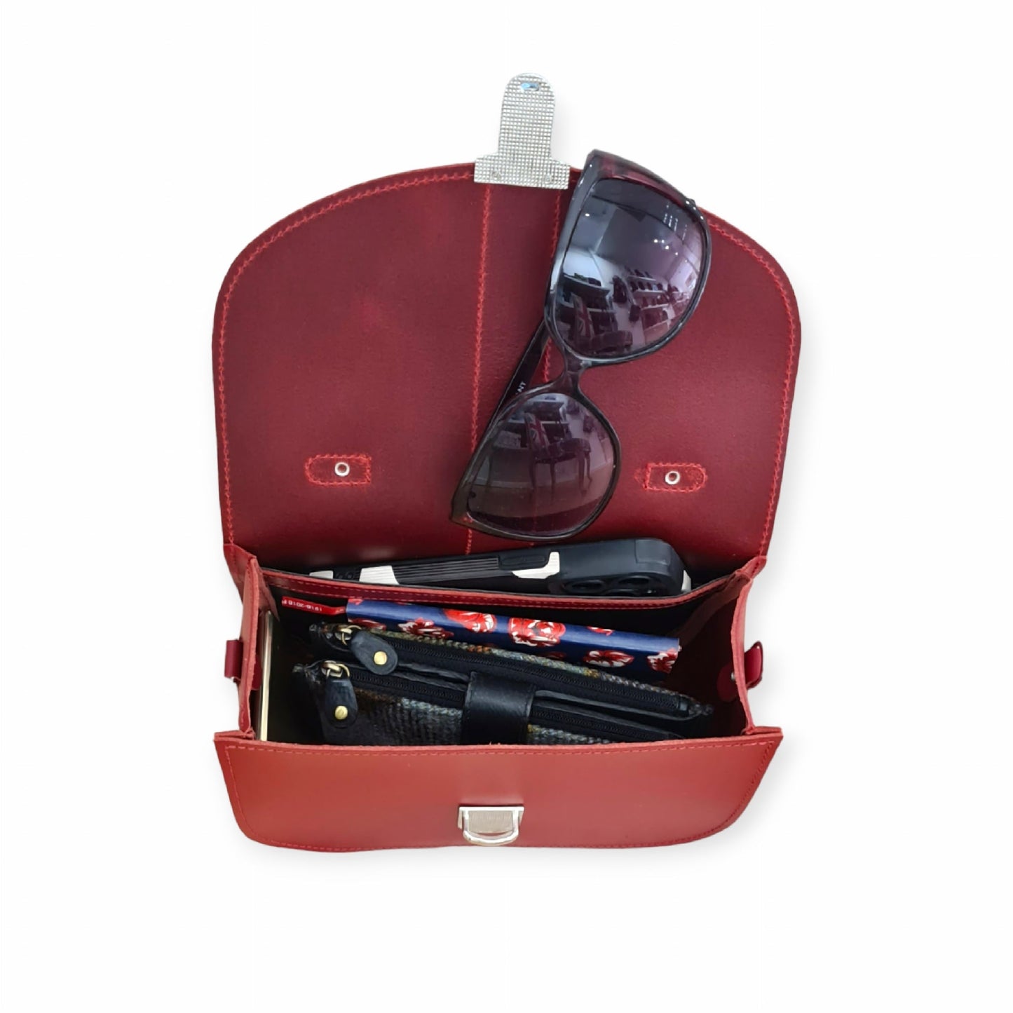 Olympia Handmade Leather Crossbody Bag – Magenta - Bascora